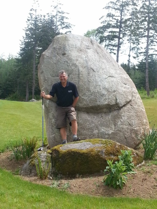 Smiling Rock, the good luck charm next to the first tee at Quadra Island golf course. It worked very well on the first hole and then obviously forgot all about me for the next seventeen!